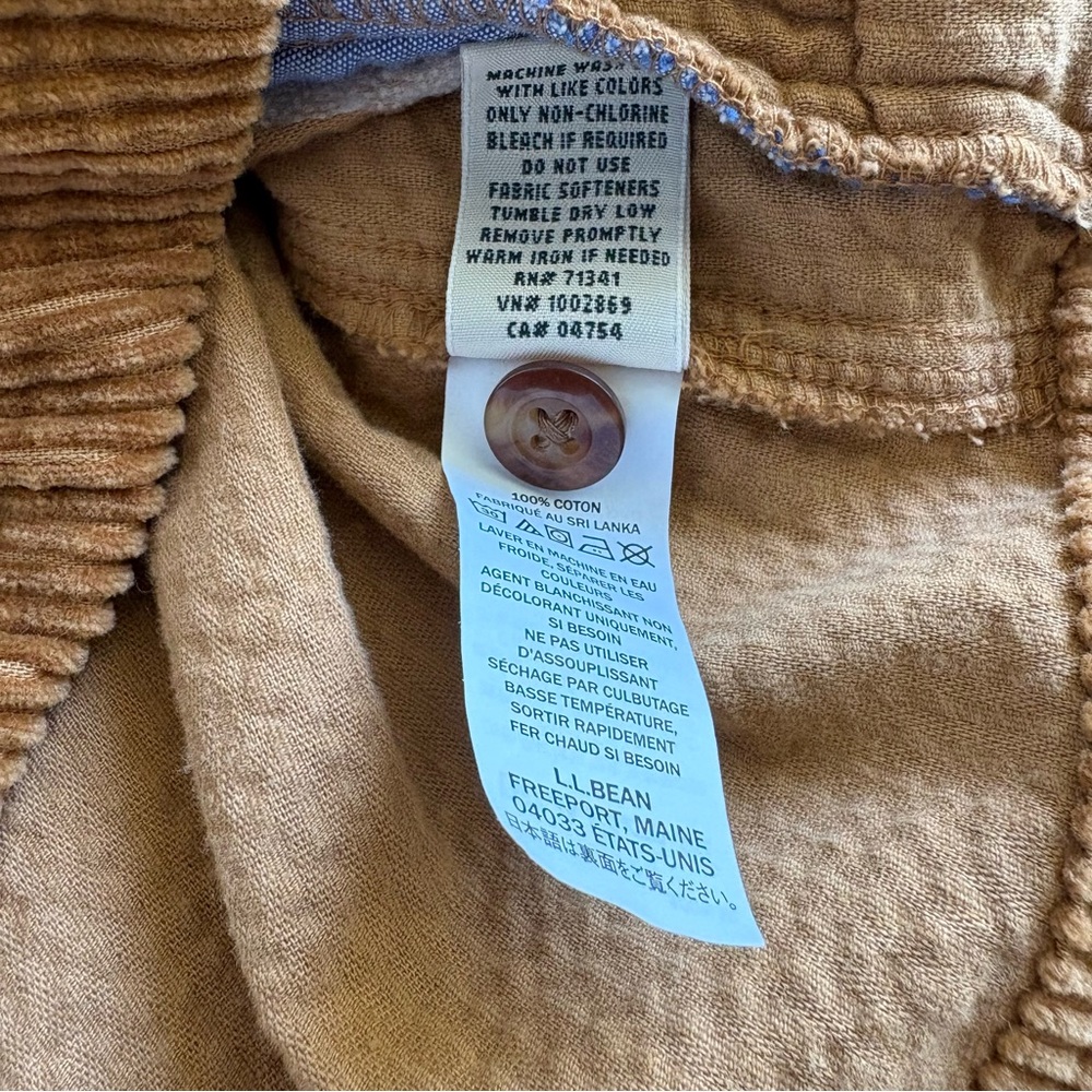 L.L. BEAN Corduroy Soft Full Zip with Pockets in Saddle Brown Size XS - Picture 6 of 14